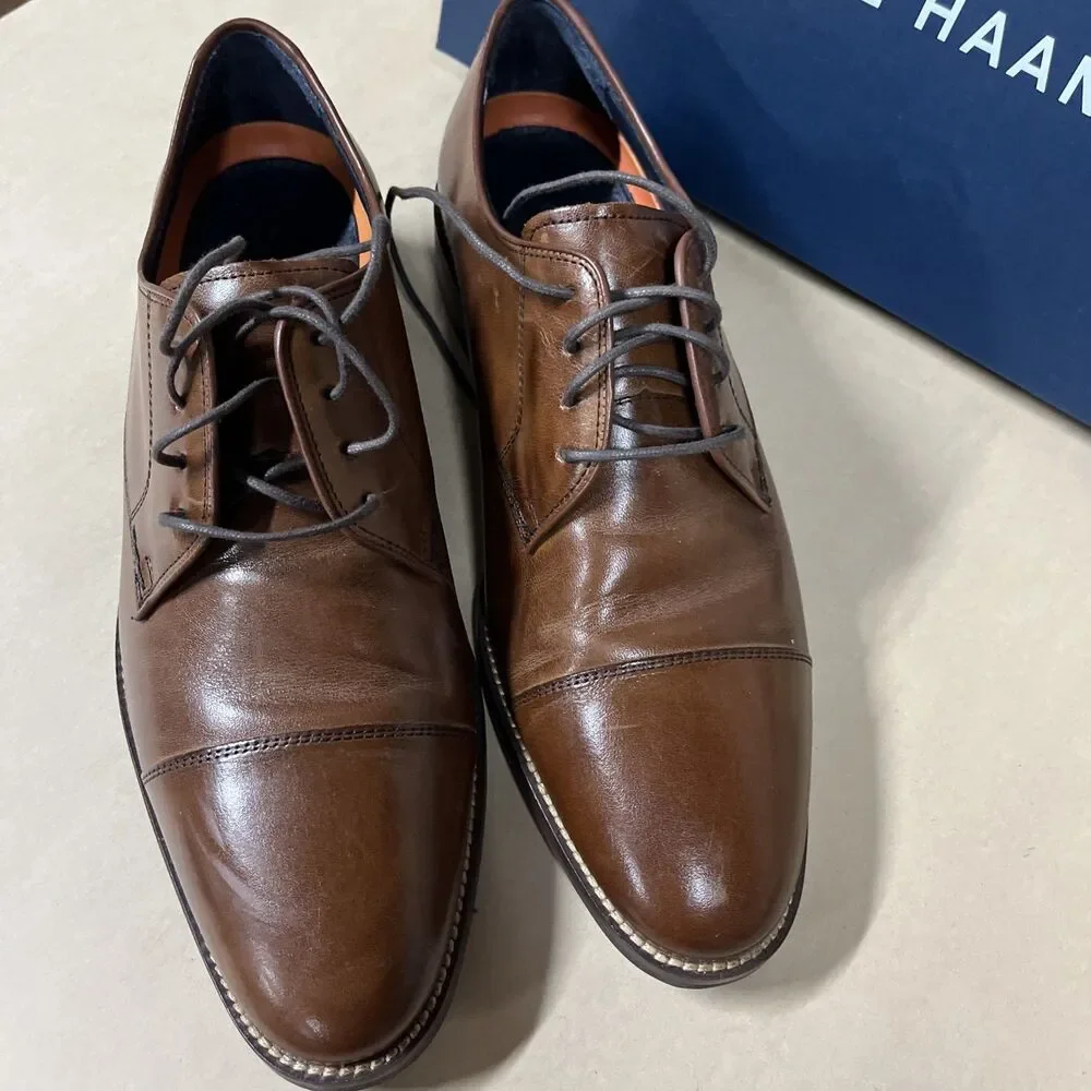Cole Haan Mens Lenox Hill Split OX C11629 British Tan Derby‎ Dress Shoes Sz 9 M